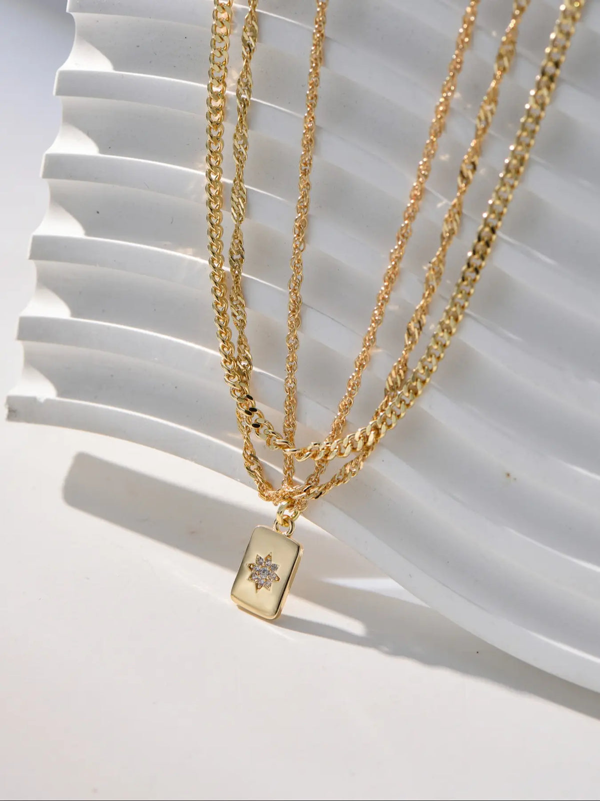 Elegant Women's Pendant Necklace Set, Simple Layered Style Long Rectangle Pendants, Versatile Daily Wear Jewelry Gift Accessory, Stackable Necklace
