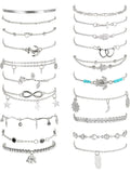 20Pcs Ankle Bracelets for Women Adjustable Elegant Fashionable Accessory Beach Anklet Set Surfer Anklet Heart Star Turtle Infinite Anklets Foot Jewelry Fashionable Jewelry Accessories Wearable Jewelry