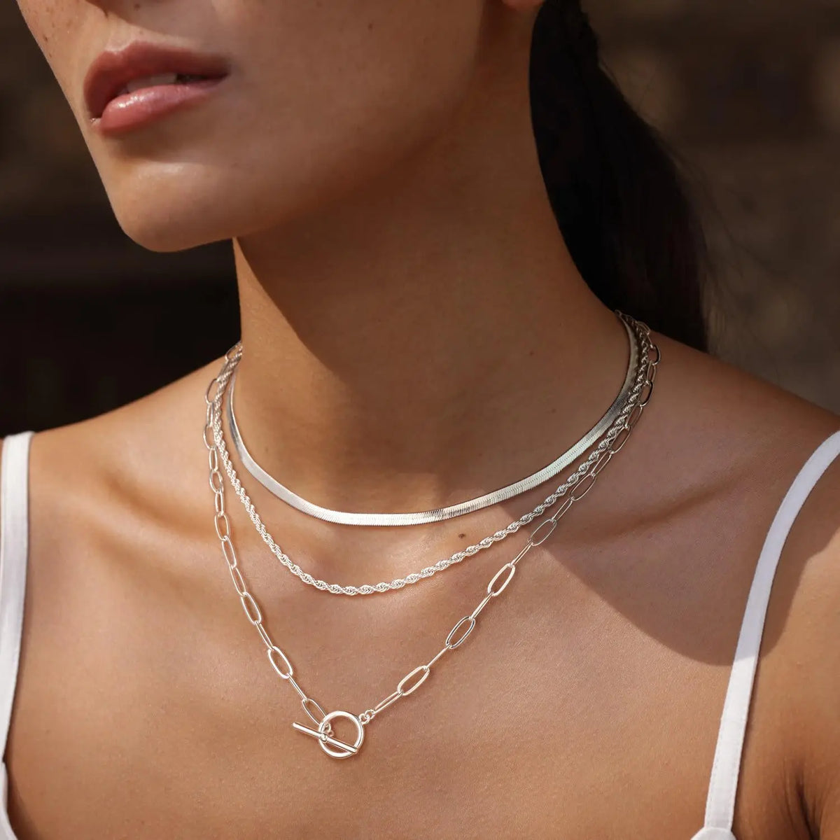 FREEKISS Layered Toggle Necklaces for Women: Dainty Link Chain Necklaces Paperclip Cuban Rope Adjustable Choker T-Bar Toggle Clasp Chunky Necklace for Women dealsforyoudays homeessentials Gold Choker Minimalist Necklace