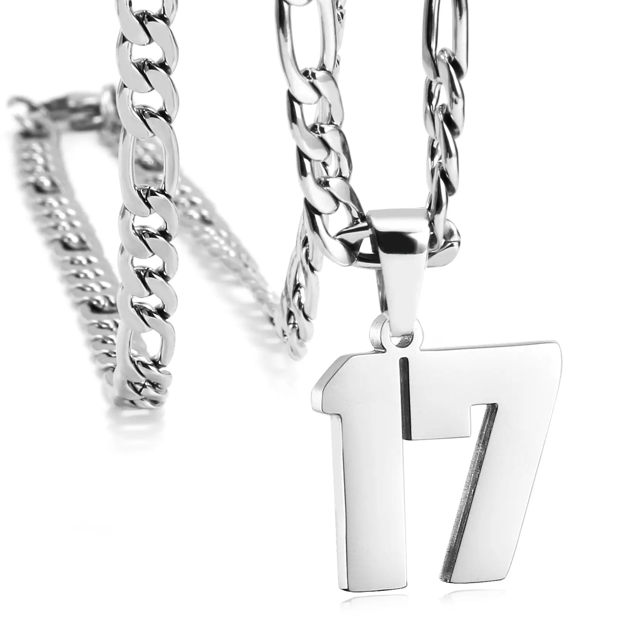 CaptainSteeL Personalized Number Pendant Necklaces for Men - 24in Stainless Steel Chains, Sports Team Inspiration Jewelry Gift, Men's Accessories, Football Drip Accessories, Mens Gifts, Waterproof Wear,sohochic