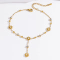 Flower Tassel Anklet, Women's Trendy Style Fashion Flower Tassel New Zircon Anklet Foot Accessories
