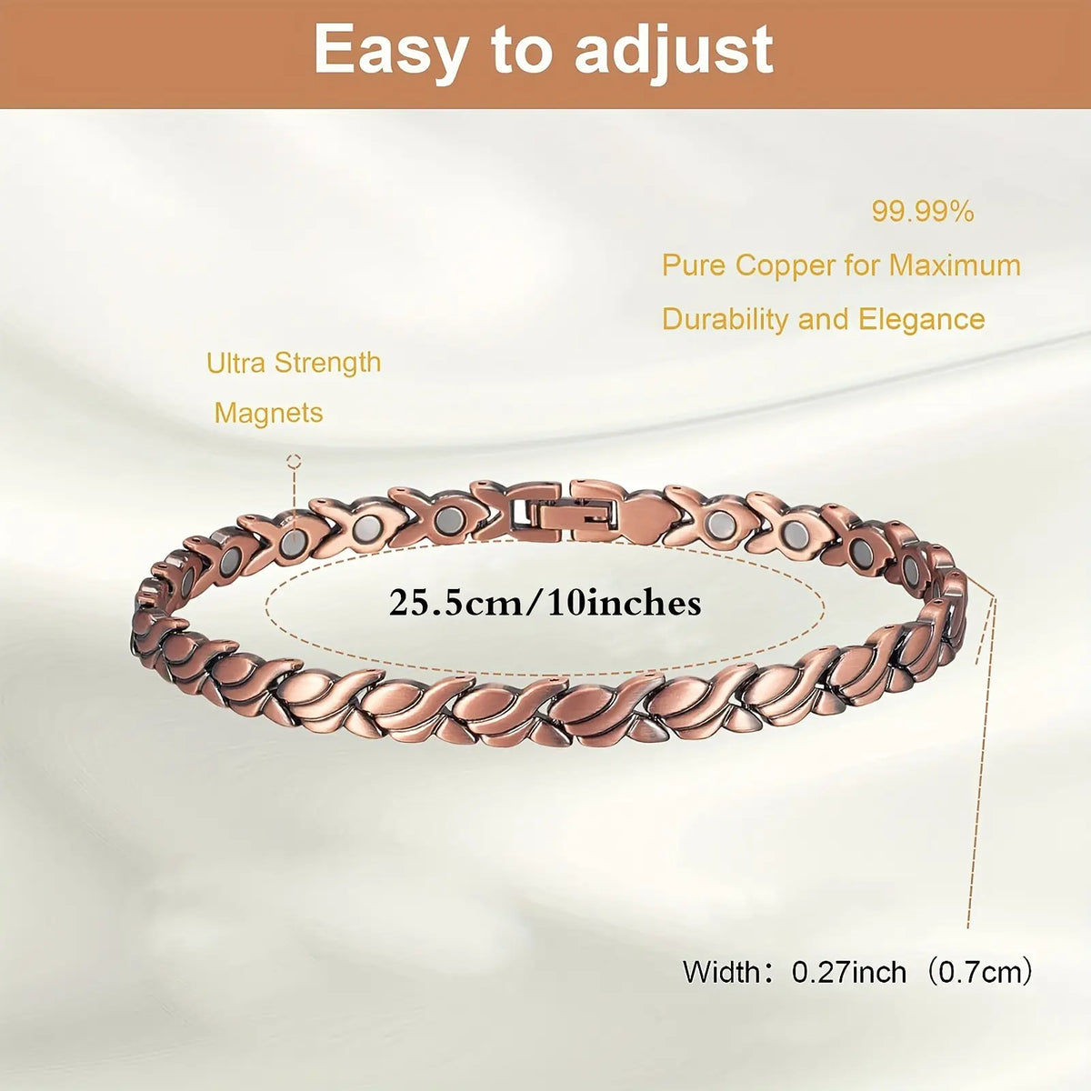 Pure Copper Leaf Anklets for Women, Elegant Magnetic Summer Jewelry - Adjustable Fit with 3500 Gauss Powerful Elements