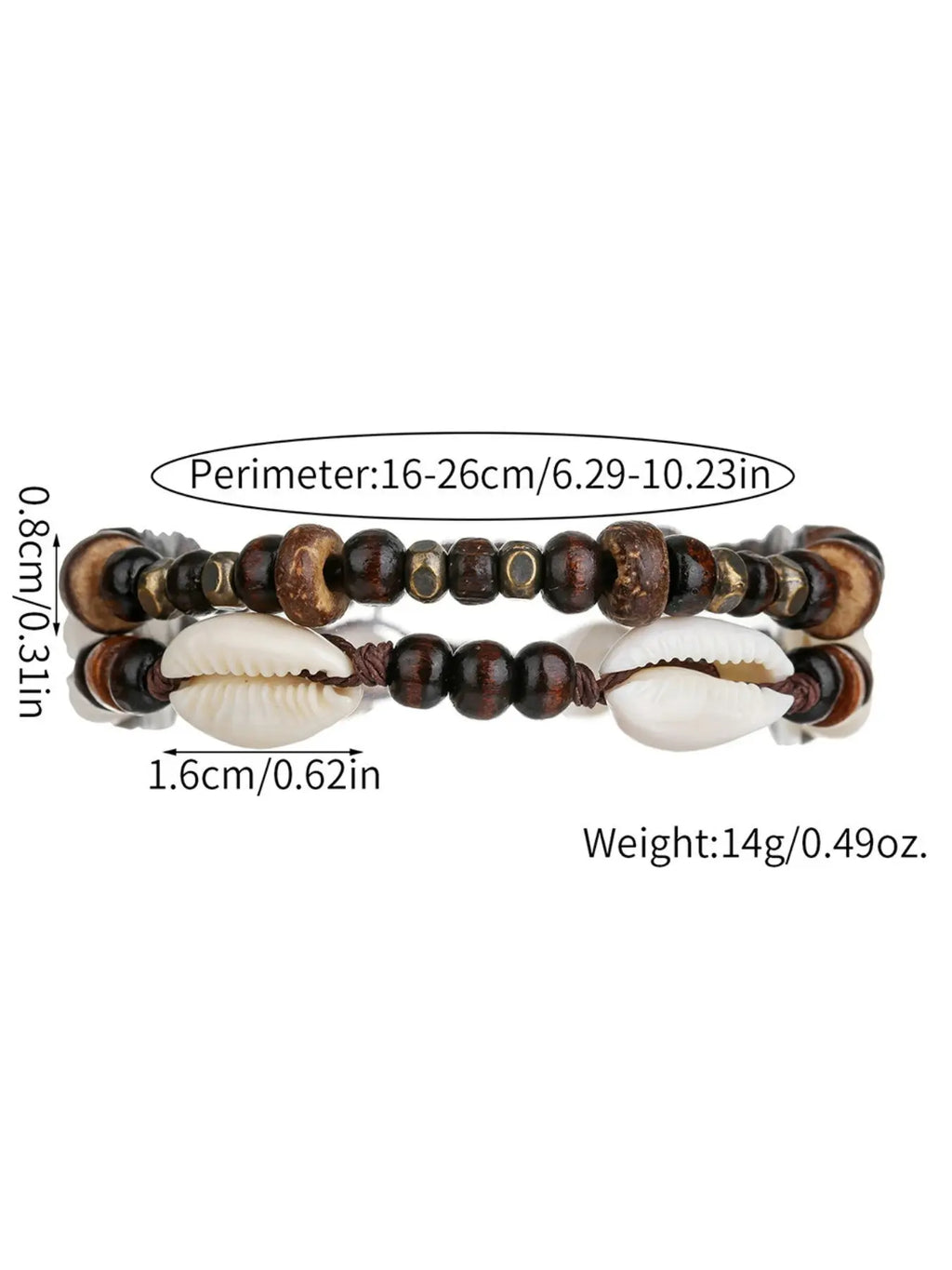 Boho Ethnic Shell Wood Bead Coconut Shell Anklet, Adjustable Woven Beach Vacation Bracelet, Men's Fashion Foot Jewelry, Fashionable Accessory