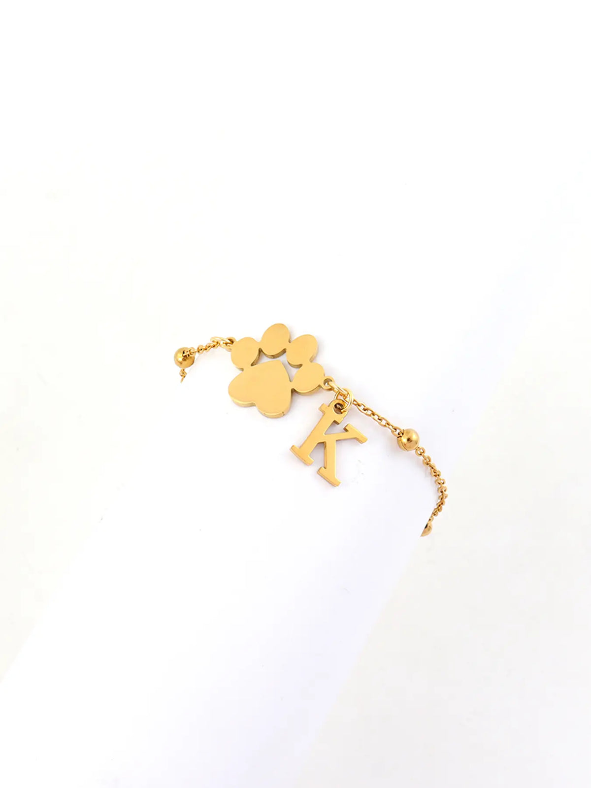 Women's Stainless Steel Anklet, Cute Letter Dog Paw Print Design, All Seasons Fashion Jewelry for Women, Initial Anklet