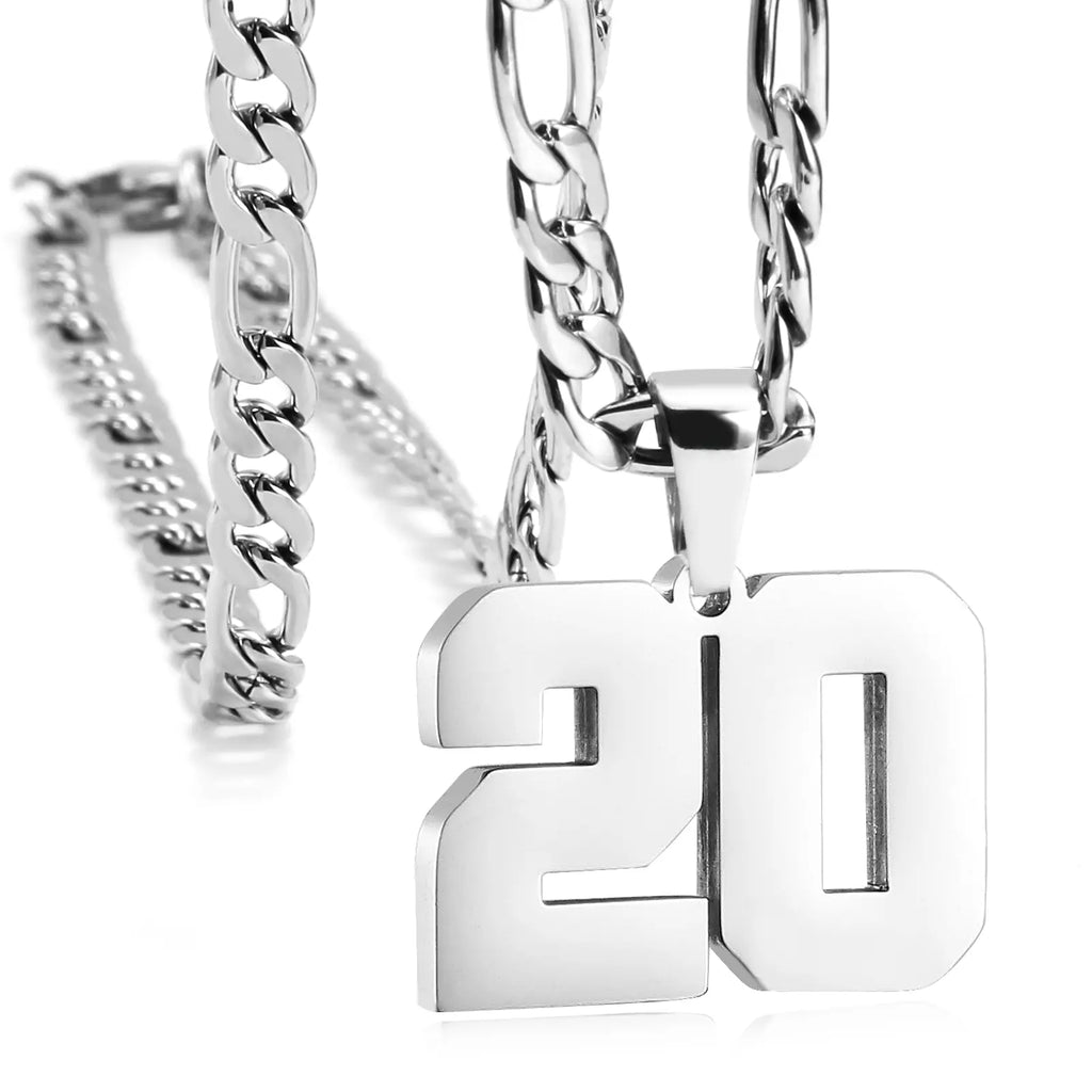 CaptainSteeL Personalized Number Pendant Necklaces for Men - 24in Stainless Steel Chains, Sports Team Inspiration Jewelry Gift, Men's Accessories, Football Drip Accessories, Mens Gifts, Waterproof Wear,sohochic