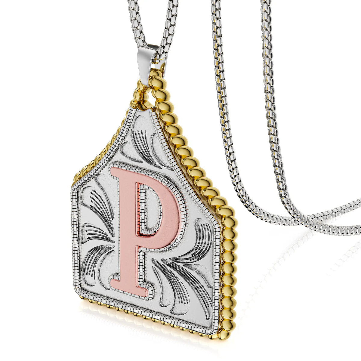 Dearmay Men's 14K Gold Plated Initial Necklace - Alphabet Detail Pendant Chain, Waterproof Hypoallergenic Vintage Western Personalized Jewelry, Unique Gifts for Man, Anniversary Gifts for Him