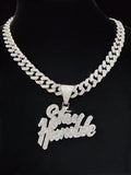 Fashion Creative Inspirational Letter Pendant Necklace, Miami Cuban Chain, Cuban Link Chains, Street Style Hip Hop Jewelry for Men Women, All Seasons Wear