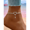Elegant Heart Rhinestone Gems Anklet for Women - Stainless Steel Chain Foot Jewelry with Rhinestone Accents, Light Luxury Casual Style, Ideal for Daily Wear, Beach Date Night Gift, Wearable Jewelry,sohochic