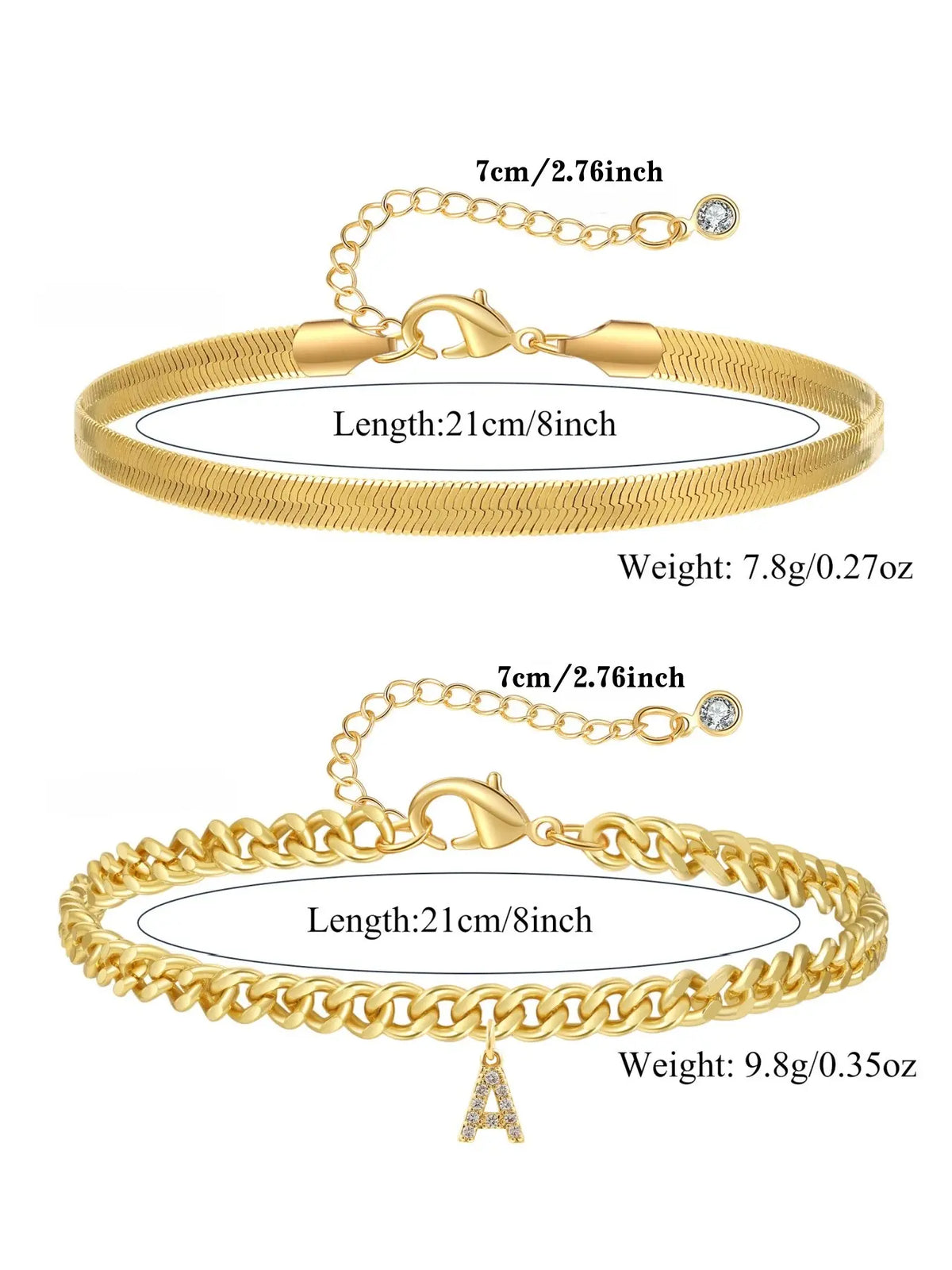 Layered Initial Anklet for Women, A-Z Letter Pendant Dainty Chain, Adjustable Personalized Summer Beach Foot Jewelry Gift for Her
