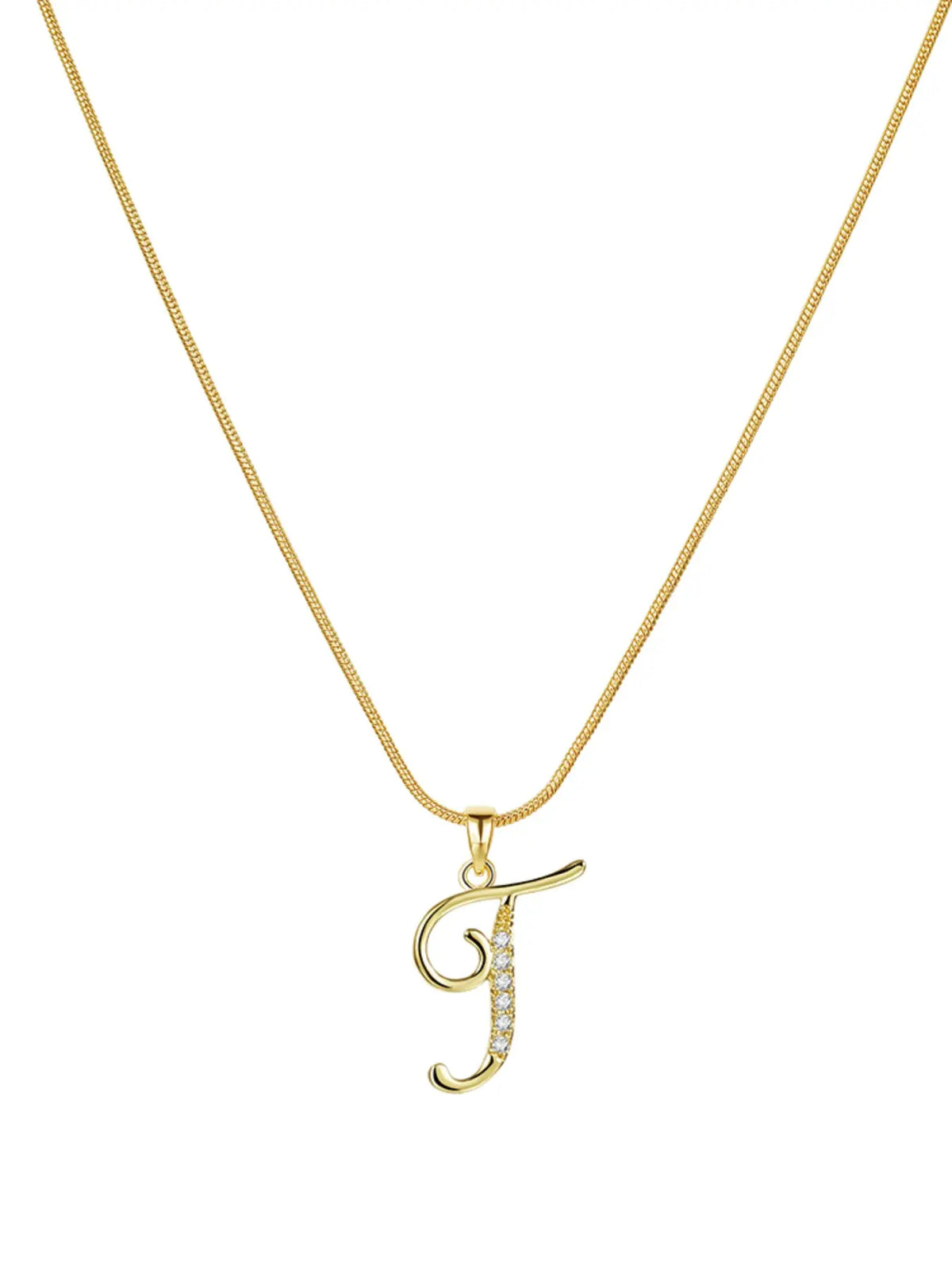 Elegant Simple 26 Letter Copper Zircon Pendant Necklace for Women, Alphabet Letter Necklace, Stylish Jewelry Accessory, Perfect Gift Idea, Necklace Initial, Birthday Gift Jewelry