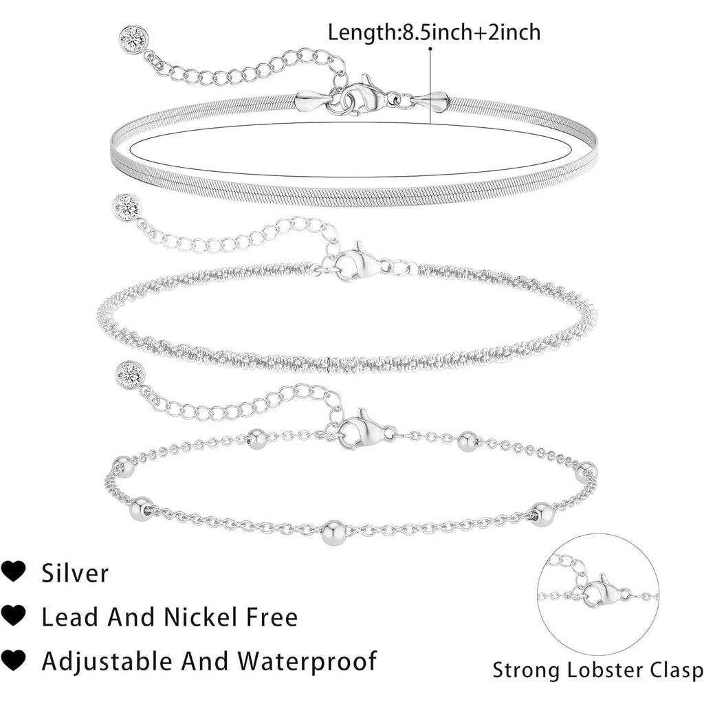 FREEKISS Ankle Bracelets For Women Cuban Snake Figaro Paperclip Box Link Chain Layered Anklet Set Dainty Fashion Waterproof Anklet Jewelry Gift For Women Gilrs For Christmas outdoorfun Stack anklets for women Elegant