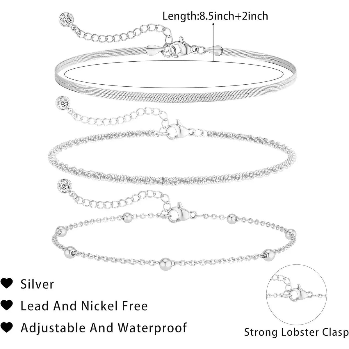 FREEKISS Ankle Bracelets For Women Cuban Snake Figaro Paperclip Box Link Chain Layered Anklet Set Dainty Fashion Waterproof Anklet Jewelry Gift For Women Gilrs For Christmas outdoorfun Stack anklets for women Elegant