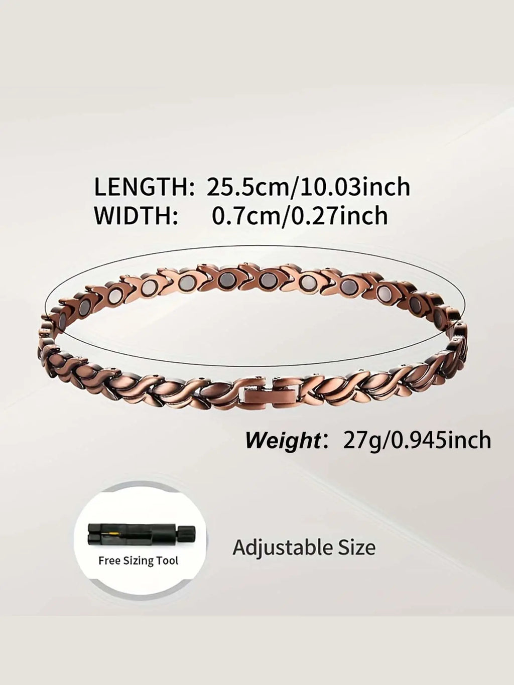 Women's Magnetic Anklet Bracelet, Boho Anklet, Copper Material, Adjustable Design, Vintage Style, Summer Jewelry, Wearable Jewelry, Trendy Fashionable Accessories, Perfect for Daily Wear