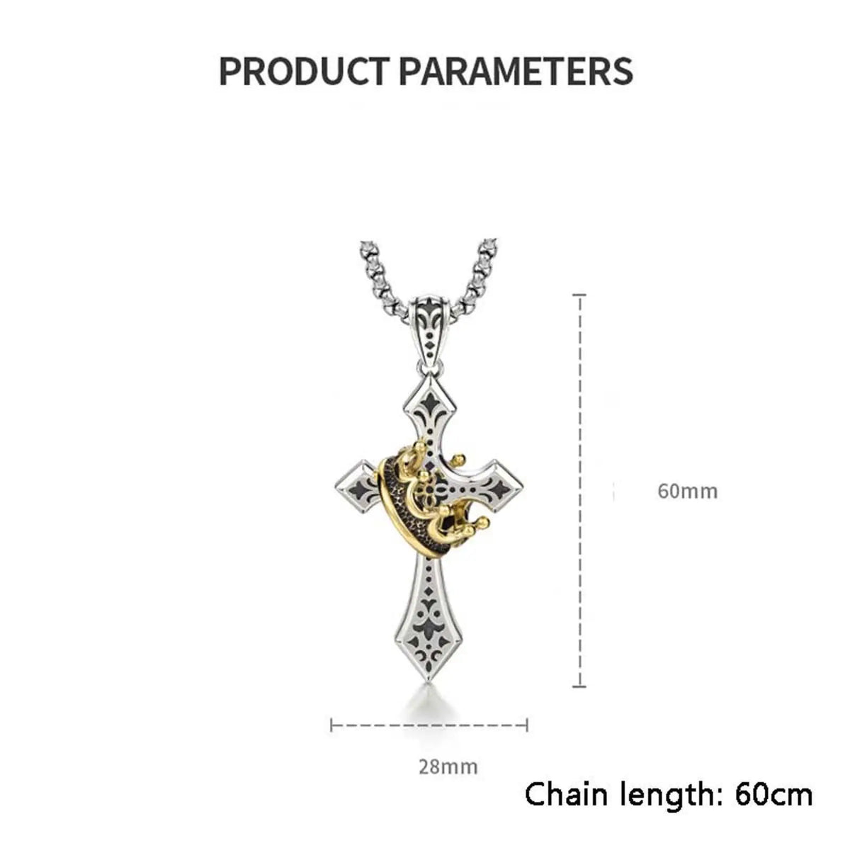 Cross and Crown Motif Necklace in Stainless Steel, Spiritual Christian Charm Jewelry for Men and Women, Faith Prayer Gift, Spiritual Jewelry