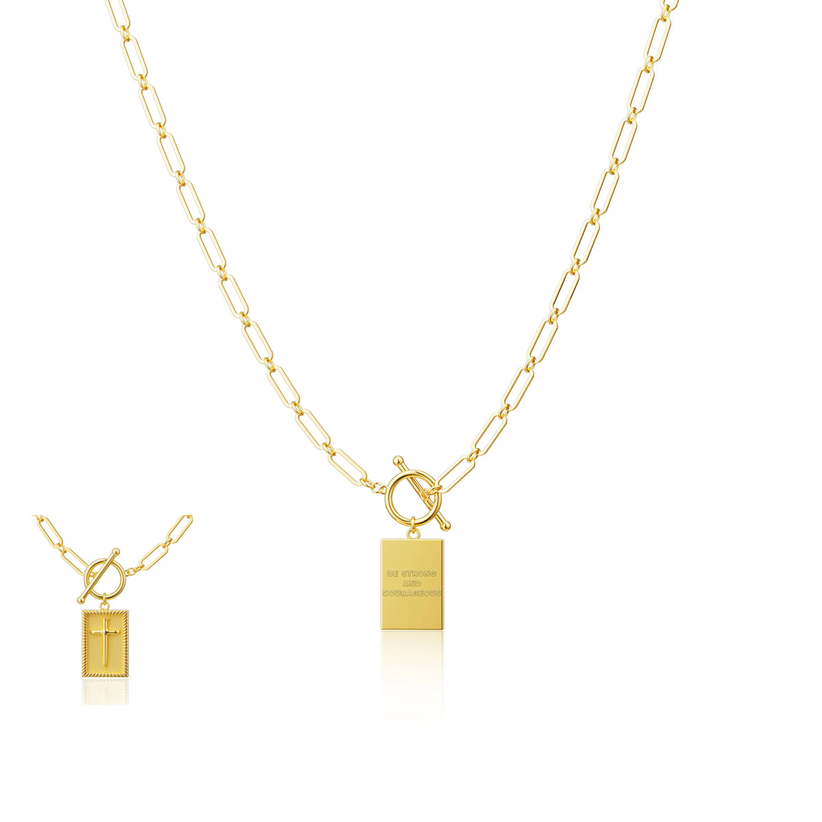 Loyalove 14K Gold Plated Charm Outdoorfun Cross Choker Necklace for Women Thick Chunky Paperclip Chain, Cuban Link Chain, Hip Hop Fashion Jewelry, Trendy Easter Gifts