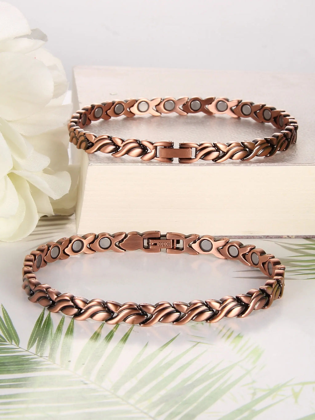 Women's Magnetic Anklet Bracelet, Boho Anklet, Copper Material, Adjustable Design, Vintage Style, Summer Jewelry, Wearable Jewelry, Trendy Fashionable Accessories, Perfect for Daily Wear