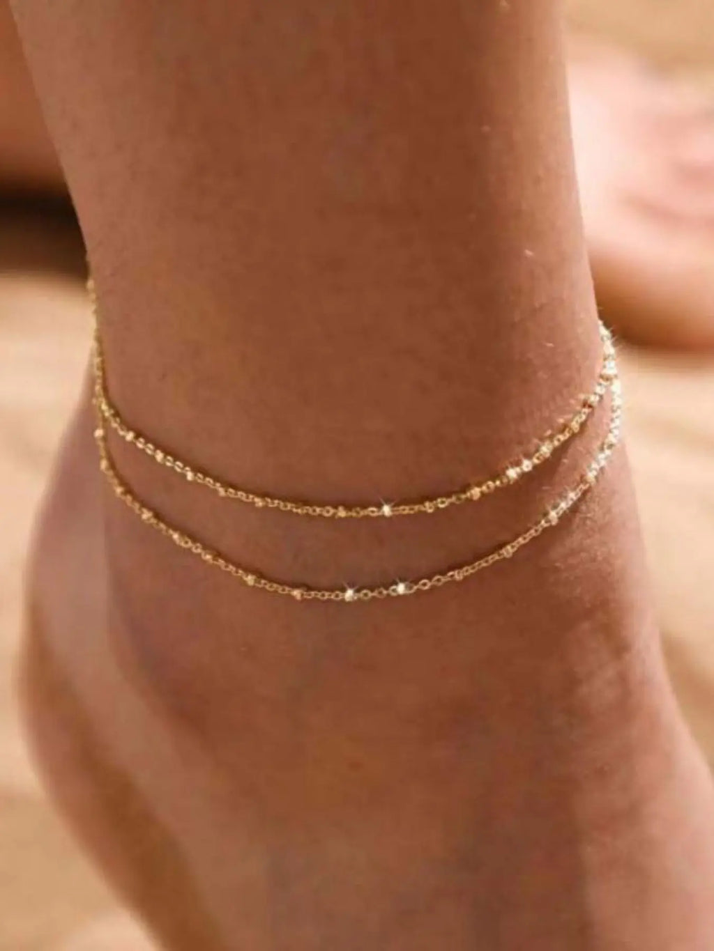 Bohemian Style Anklet Heart Design Dual Layer Simple Beach Anklet Fashion Jewelry Accessory for Parties and Events Style Boho Anklet Fashionable Accessory Fashion Accessories
