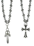 Set of 2 Retro Gothic Cross Necklaces, Unisex Punk Sword Jewelry, Hip Hop Iron Chain, Punk Style Necklace, Perfect Gift for Men & Women, All Seasons, Alloy Necklace