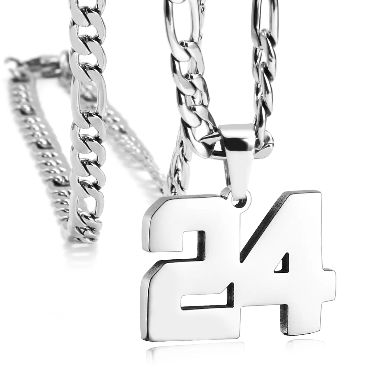 CaptainSteeL Personalized Number Pendant Necklaces for Men - 24in Stainless Steel Chains, Sports Team Inspiration Jewelry Gift, Men's Accessories, Football Drip Accessories, Mens Gifts, Waterproof Wear,sohochic