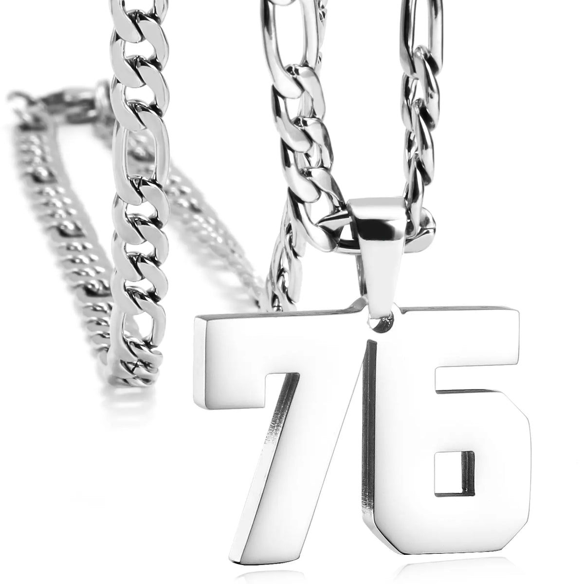 CaptainSteeL Personalized Number Pendant Necklaces for Men - 24in Stainless Steel Chains, Sports Team Inspiration Jewelry Gift, Men's Accessories, Football Drip Accessories, Mens Gifts, Waterproof Wear,sohochic