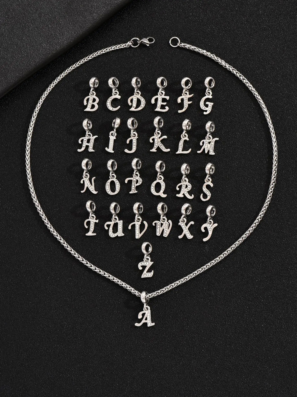 Initial Letter Detail Pendant Necklace, Fashion Stainless Steel Alphabet Jewelry for Men and Women, Trendy All-Match Exquisite Neck Accessory, for Party and Daily Wear, Birthday Gift