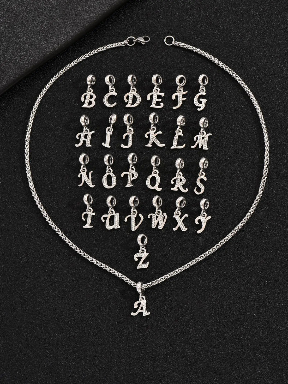 Initial Letter Detail Pendant Necklace, Fashion Stainless Steel Alphabet Jewelry for Men and Women, Trendy All-Match Exquisite Neck Accessory, for Party and Daily Wear, Birthday Gift