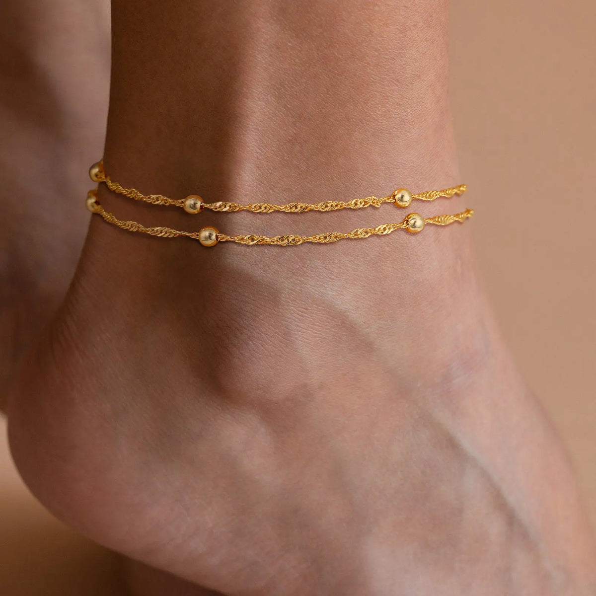 TEWIKY Dainty Layered Waterproof Anklet For Women Adjustable Womens Anklet Set Stackable Figaro Beaded Cuban Link Anklets Daily Clothing Decor For Beach Summer Trendy All-match & Exquisite Jewelry For Valentine's Day gifts