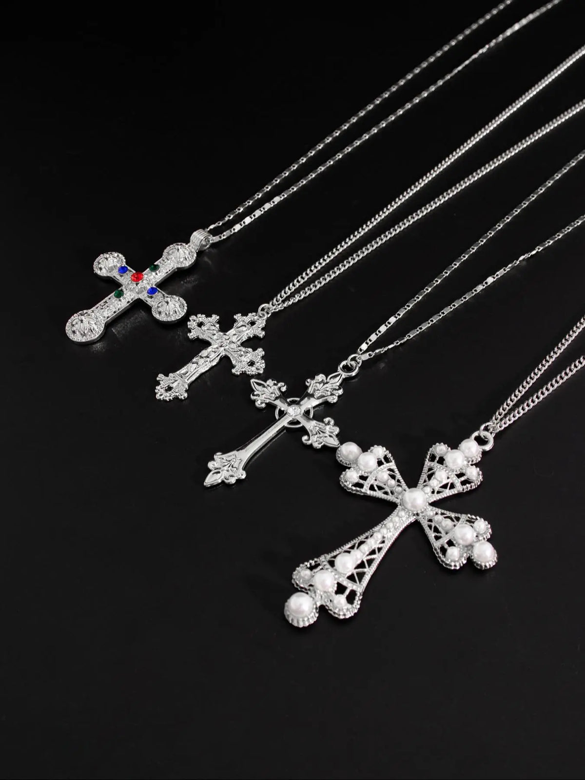 Vintage Punk Cross Pendant Necklace, Cross Chain Design, Fashion Jewelry for Party, Daily Clothing Decor, Trendy All-match & Exquisite Jewelry for Birthday Gift, Punk Style Necklace