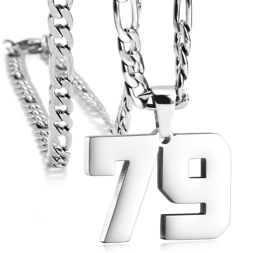 CaptainSteeL Personalized Number Pendant Necklaces for Men - 24in Stainless Steel Chains, Sports Team Inspiration Jewelry Gift, Men's Accessories, Football Drip Accessories, Mens Gifts, Waterproof Wear,sohochic