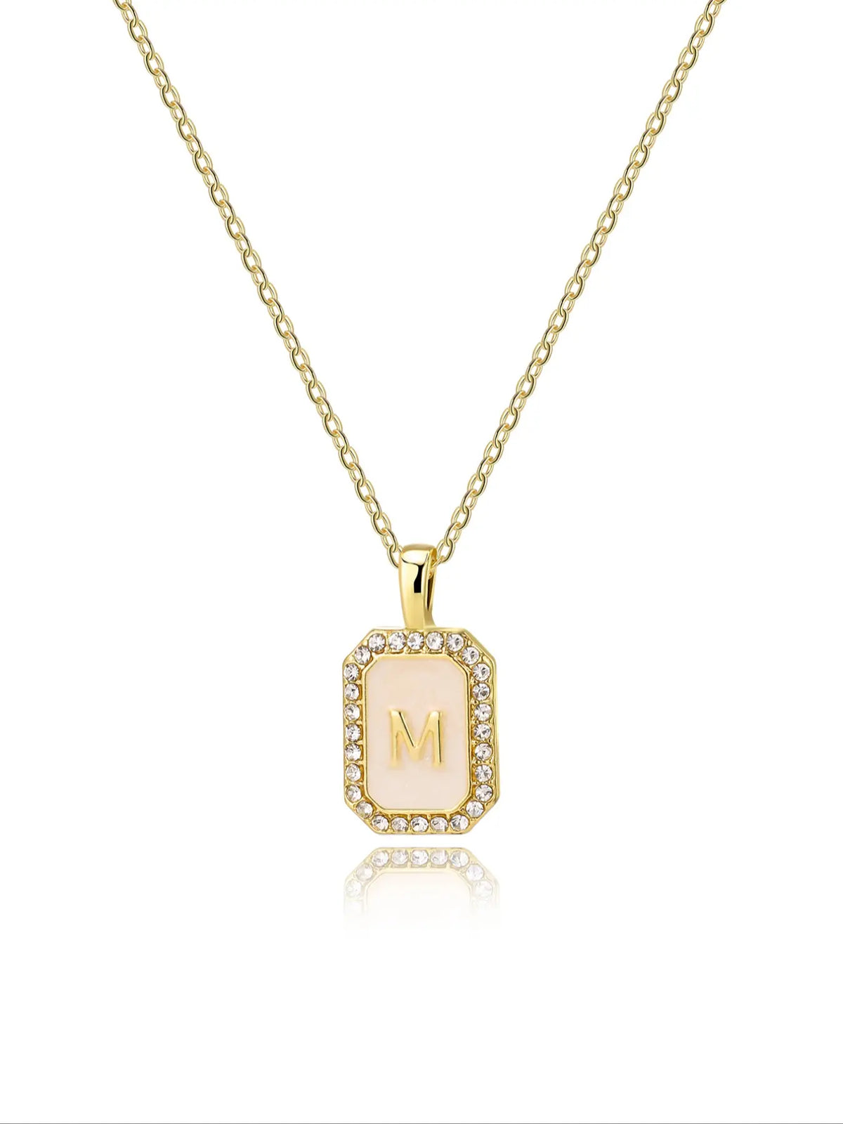 Personalized A-Z Letter Pendant Necklace for Women, Square Rhinestone Inlay, Vintage Glamorous Fashion Jewelry Gift for Her, Elegant Rhinestone Necklace, Initial Letter Necklace, Custom Initial Necklace, Alphabet Necklace