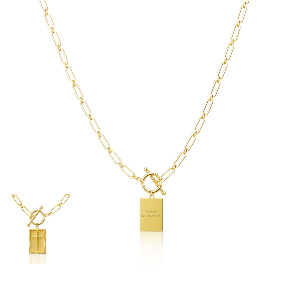 Loyalove 14K Gold Plated Charm Outdoorfun Cross Choker Necklace for Women Thick Chunky Paperclip Chain, Cuban Link Chain, Hip Hop Fashion Jewelry, Trendy Easter Gifts