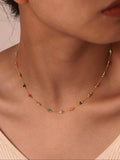 Women's Stainless Steel Non Tarnish No Tarnishing Gemstone Necklace with Colorful Natural Stone Beads, Casual Daily Wear Jewelry Gift, Random Colors and Styles