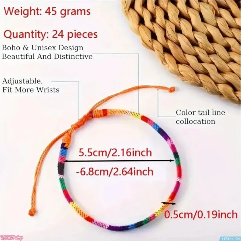 2026 Adjustable Boho Surfer Anklet Set, Unisex Waterproof Braided Rope Accessories (4-24 PCS), Anklets for Women with Boho Beach Style & Surfer Vibe, Waterproof Wear for Outdoor Sports