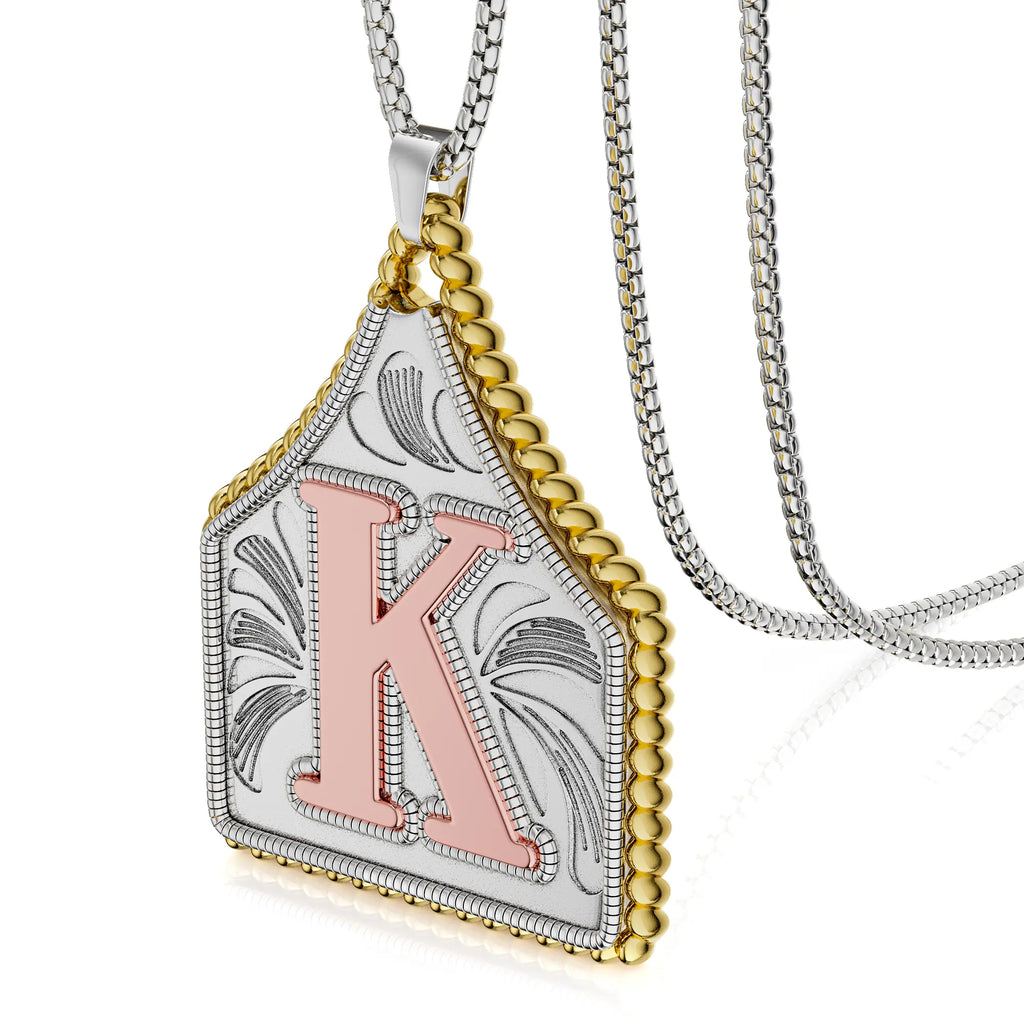 Dearmay Men's 14K Gold Plated Initial Necklace - Alphabet Detail Pendant Chain, Waterproof Hypoallergenic Vintage Western Personalized Jewelry, Unique Gifts for Man, Anniversary Gifts for Him