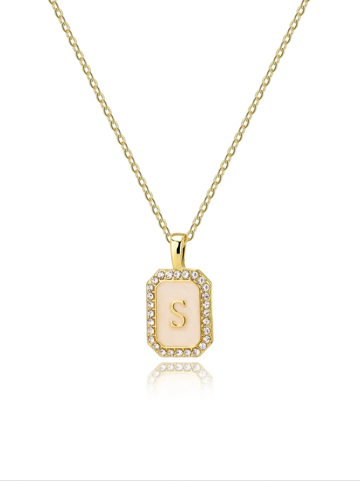 Personalized A-Z Letter Pendant Necklace for Women, Square Rhinestone Inlay, Vintage Glamorous Fashion Jewelry Gift for Her, Elegant Rhinestone Necklace, Initial Letter Necklace, Custom Initial Necklace, Alphabet Necklace