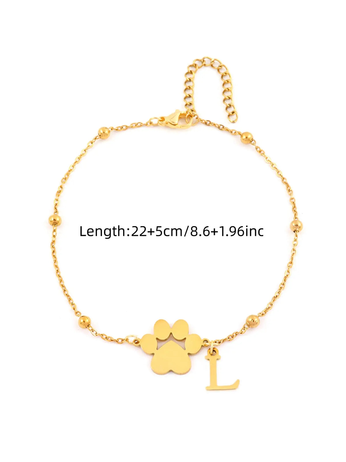 Women's Stainless Steel Anklet, Cute Letter Dog Paw Print Design, All Seasons Fashion Jewelry for Women, Initial Anklet