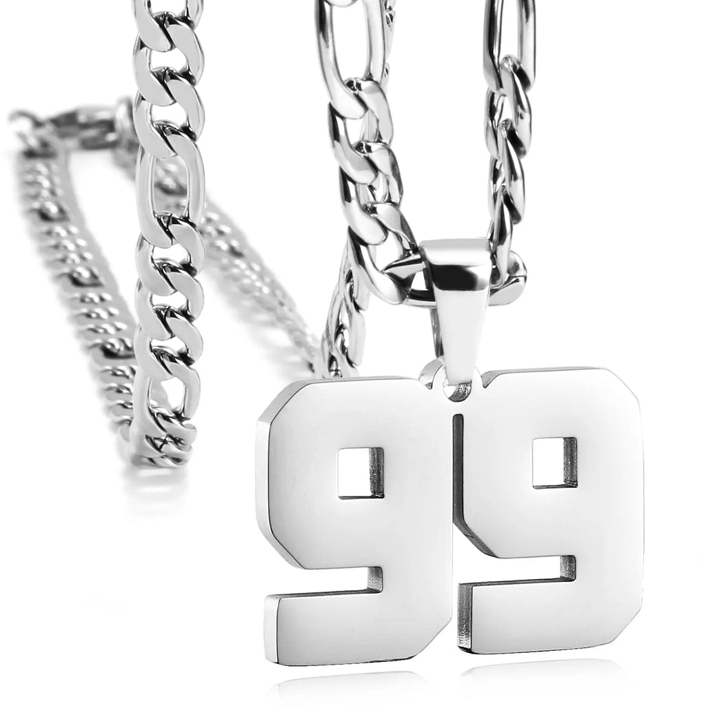 CaptainSteeL Personalized Number Pendant Necklaces for Men - 24in Stainless Steel Chains, Sports Team Inspiration Jewelry Gift, Men's Accessories, Football Drip Accessories, Mens Gifts, Waterproof Wear,sohochic