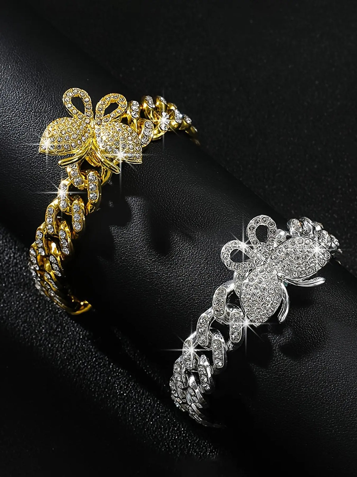 Trendy Individual Hip Hop Cuban Chain Sparkling Full Diamond Butterfly Anklet, Dainty Layered Anklet, Fashionable Jewelry Accessory for Stylish Look, Trendy Jewellery Accessories