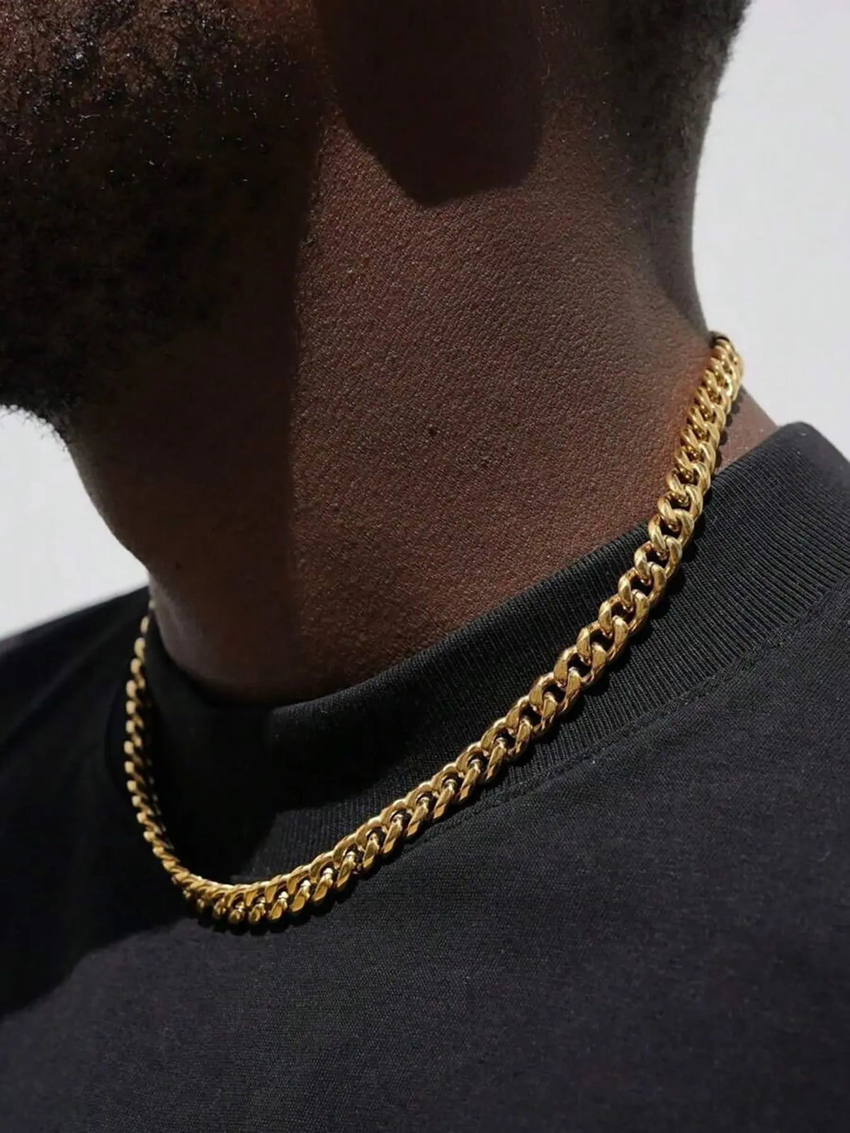 Men's Minimalist Chain Necklace, Cuban Link Design Necklace, Fashionable Stainless Steel Chain Necklace, Cool Gift for Him