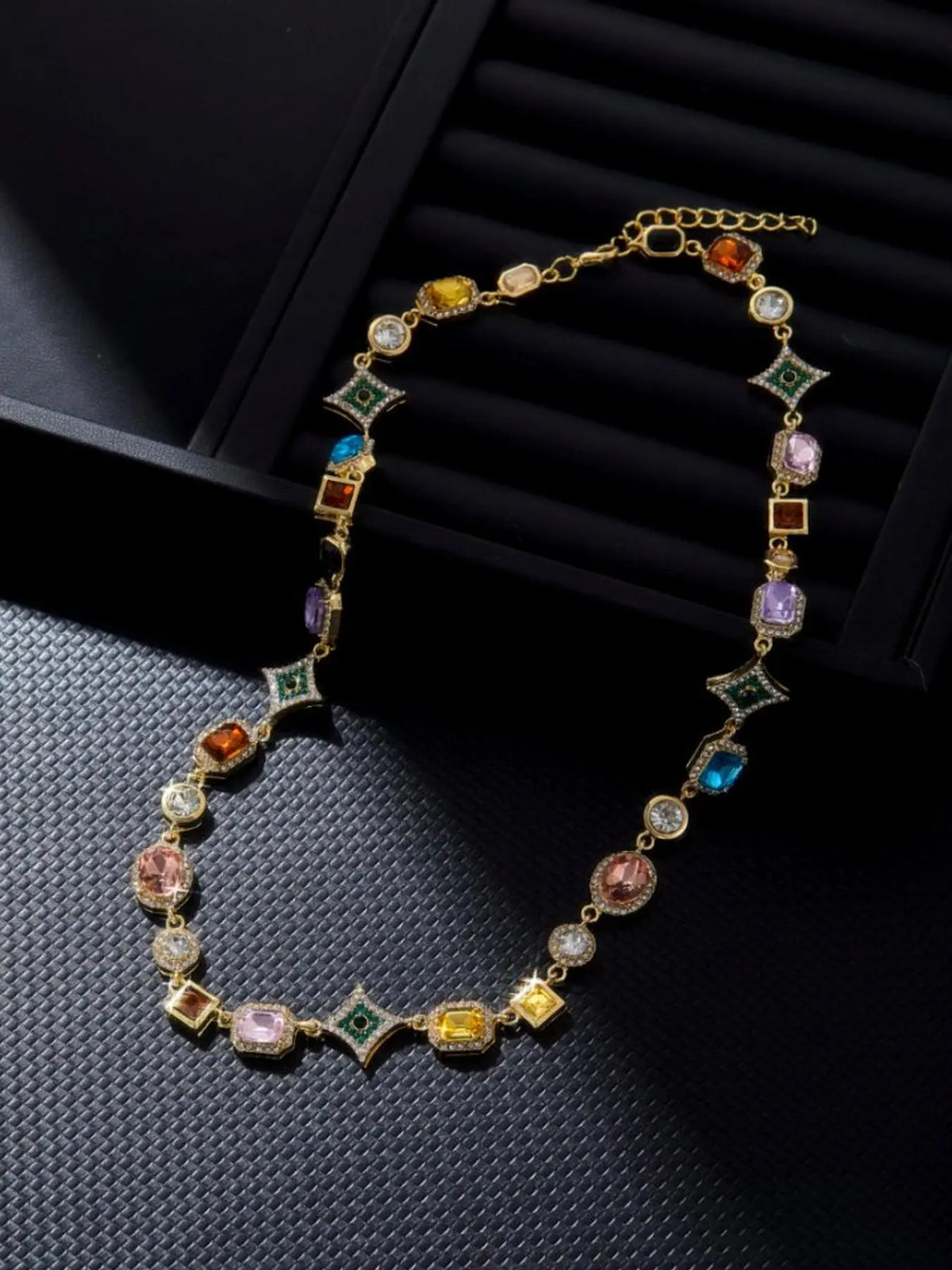 Hip-Hop Colorful Geometric Rhinestone Necklace, Fashion Unisex Street Style Jewelry for Music Festivals & Parties, High End, Fashion Jewelry Accessories, Stylish Fashion Accessory