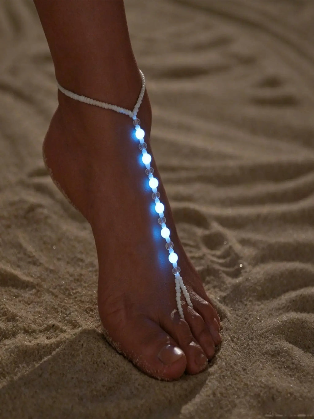 Summer Beach Vacation Glow-In-The-Dark Adjustable Anklet, Creative Acrylic Foot Jewelry, Women's Party Accessory, Fashionable Beach Wear, Fashion Accessories
