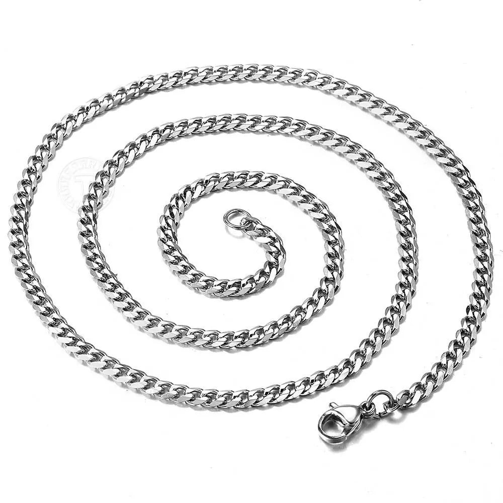 3/5/7/9/11mm Hermah Men's Curb Chain Necklace Choker Silver/Gold Color Stainless Steel Cuban Link Jewelry for Male Female Valentine Gift