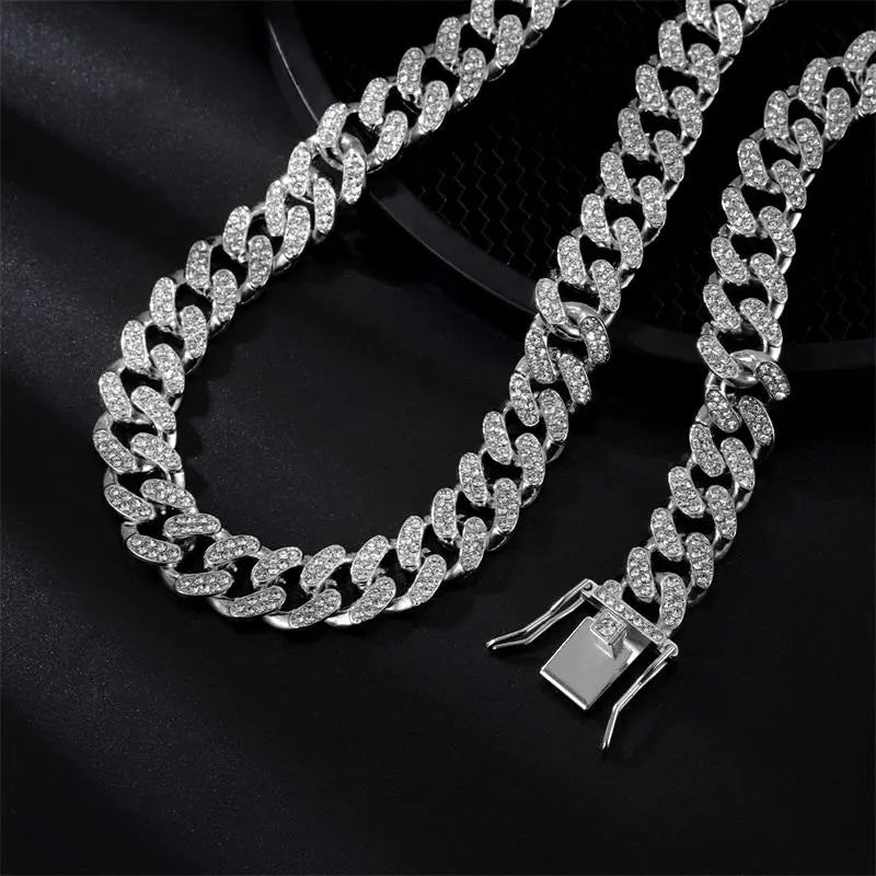 Men's Stainless Steel Cuban Links Necklace - 1.3cm Wide 50cm Rope Chain, Hip Hop Jewellery Without Pendant, Durable Chain & Link Fashion Accessory for Everyday Wear & Birthday Gifts