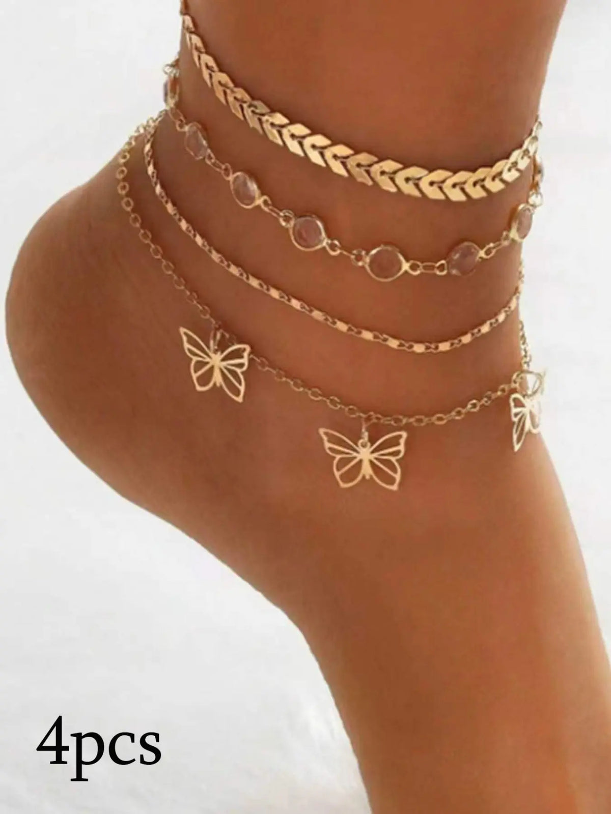 Bohemian Style Anklet Heart Design Dual Layer Simple Beach Anklet Fashion Jewelry Accessory for Parties and Events Style Boho Anklet Fashionable Accessory Fashion Accessories