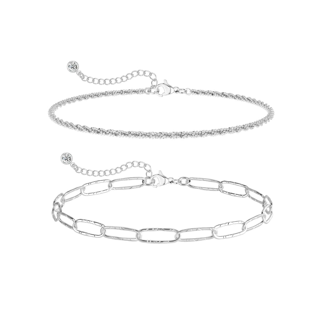 FREEKISS Dainty Layered Waterproof Anklet For Women Adjustable Womens Anklet Set Stackable Figaro Beaded Cuban Link Anklets Daily Clothing Decor For Beach Summer Trendy All-match & Exquisite Jewelry For Valentine's Day gifts