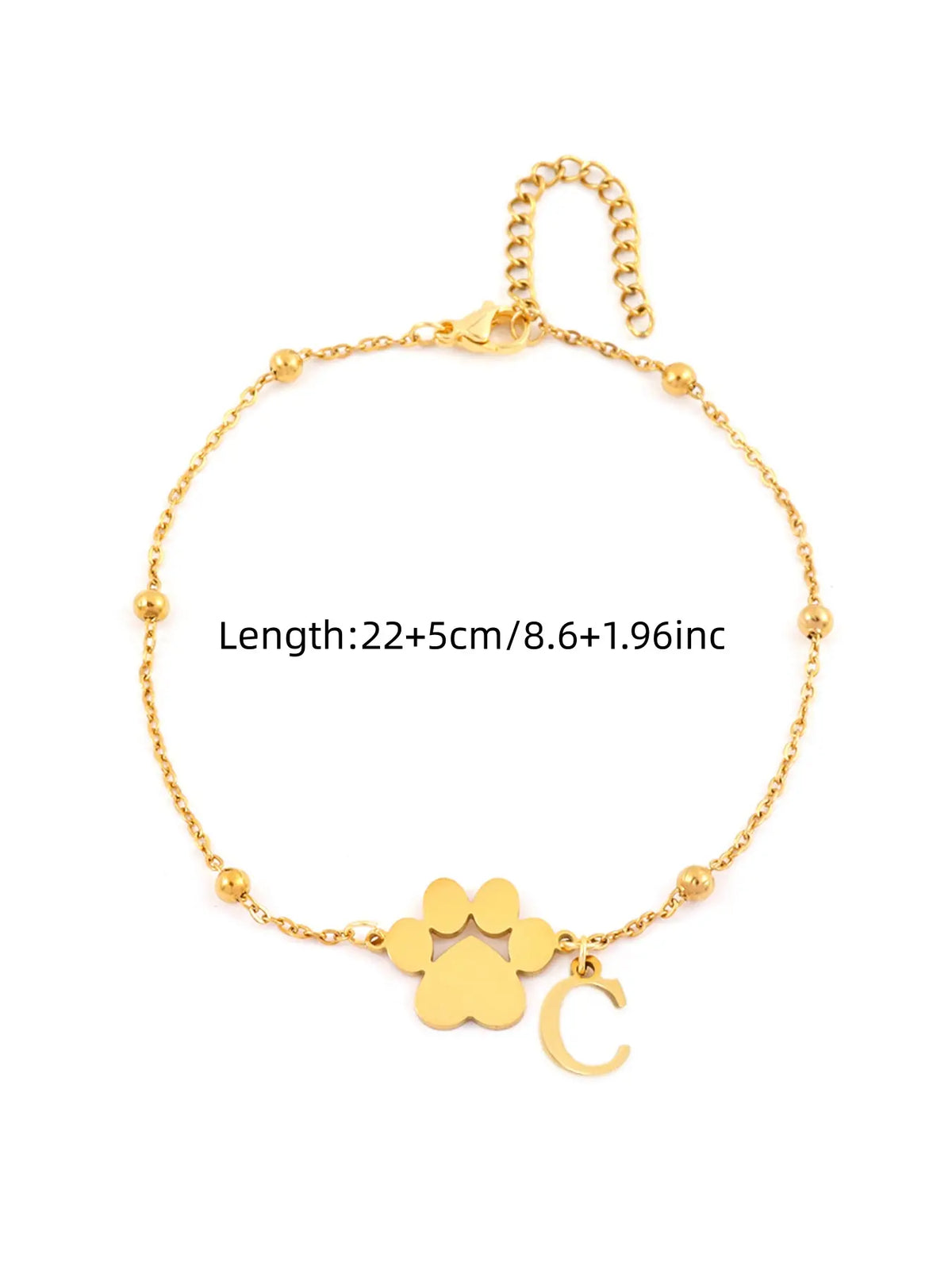 Women's Stainless Steel Anklet, Cute Letter Dog Paw Print Design, All Seasons Fashion Jewelry for Women, Initial Anklet
