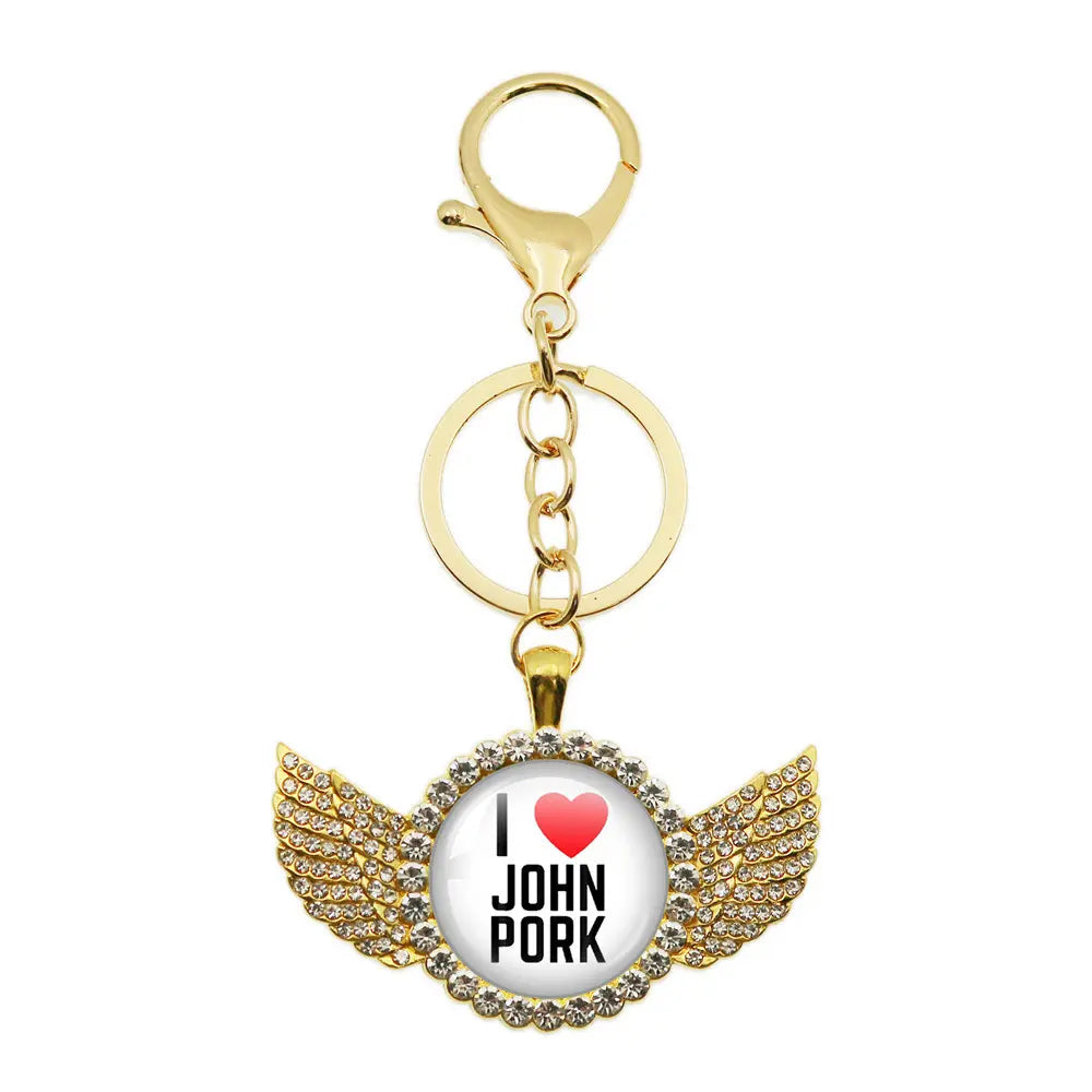 Whimsical John Pork Calling Phone Graphic Pig Necklace - Costume Jewelry for Women, Quirky Gift Accessories for Women, Moon Design POP Style Necklaces