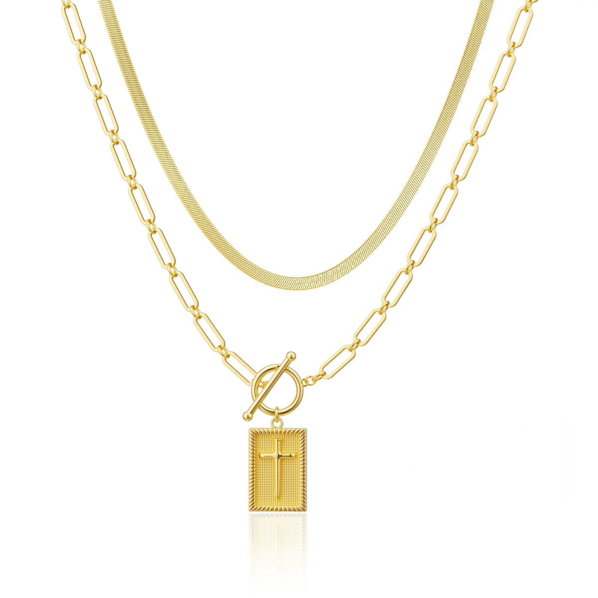 Loyalove 14K Gold Plated Charm Outdoorfun Cross Choker Necklace for Women Thick Chunky Paperclip Chain, Cuban Link Chain, Hip Hop Fashion Jewelry, Trendy Easter Gifts