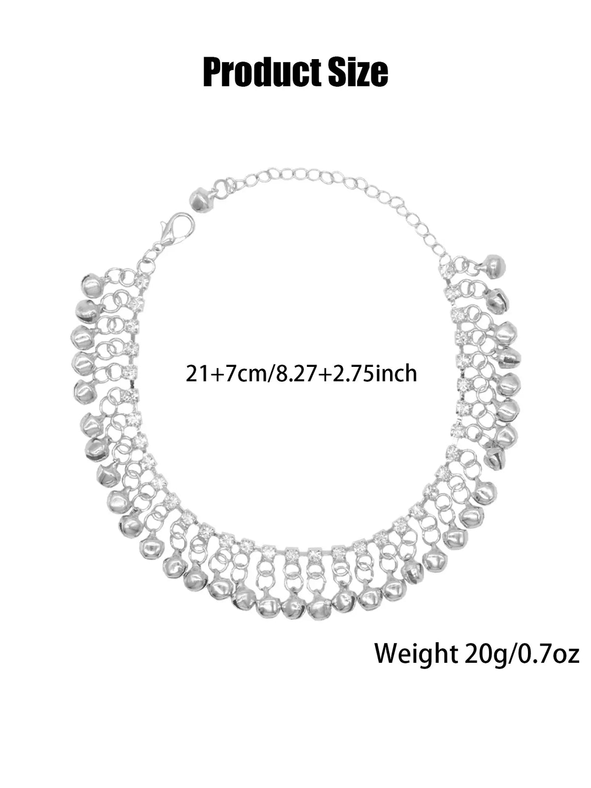 1 Pc Boho Style Rhinestone & Bell Tassel Decor Anklet, Vintage Alloy Anklet for Women & Girls, Foot Jewelry, Trendy Jewelry for Party and Daily Wear, Perfect Birthday Gift