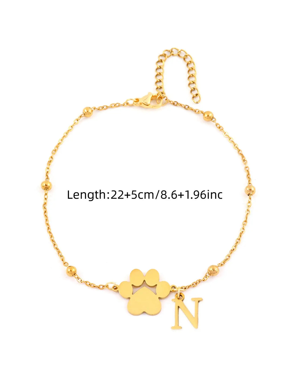 Women's Stainless Steel Anklet, Cute Letter Dog Paw Print Design, All Seasons Fashion Jewelry for Women, Initial Anklet